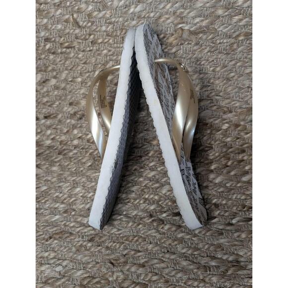 MICHAEL KORS MK FLIP FLOPS JET SET PRINT PVC GOLD SANDALS Size 9 - Picture 7 of 10